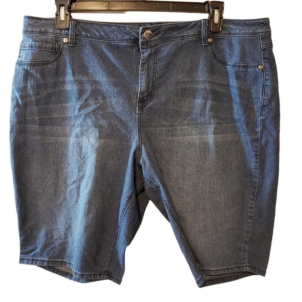 A3 Denim Womens Blue Jean Shorts Mid-Rise Button & Zipper Closure‎ Size 20W